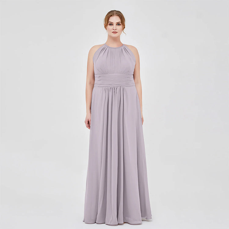 Open back pleated bridesmaid dress