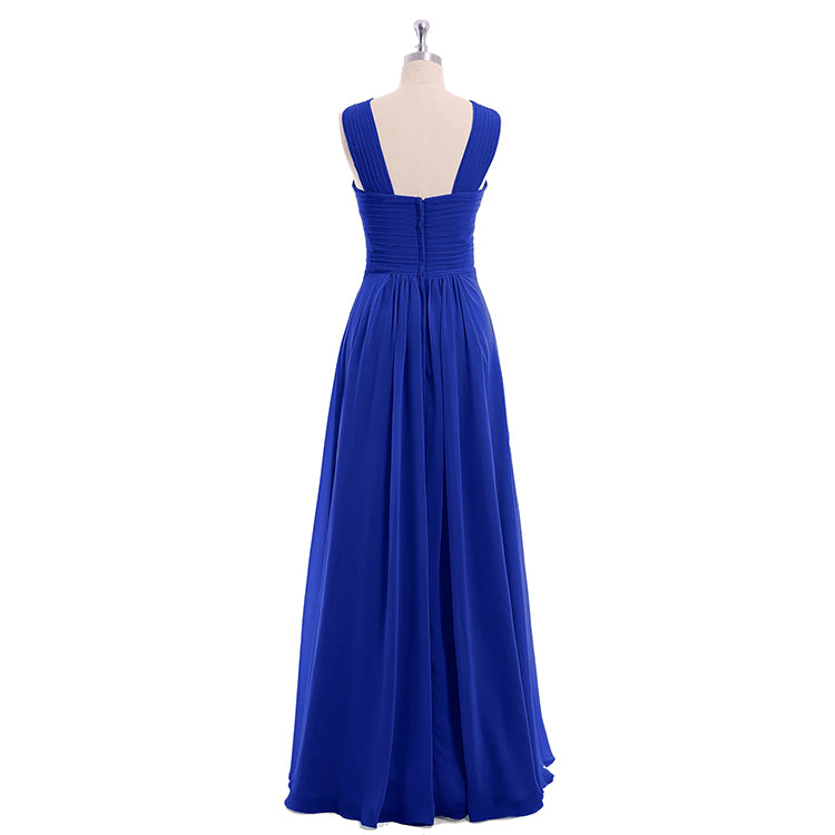 Cross Strap Pleated Bridesmaid Dress