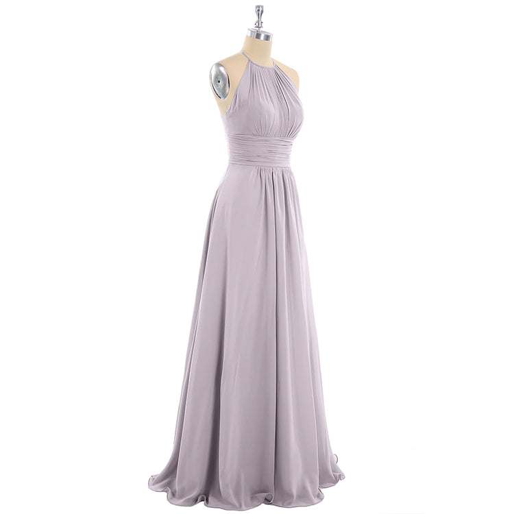 Open back pleated bridesmaid dress