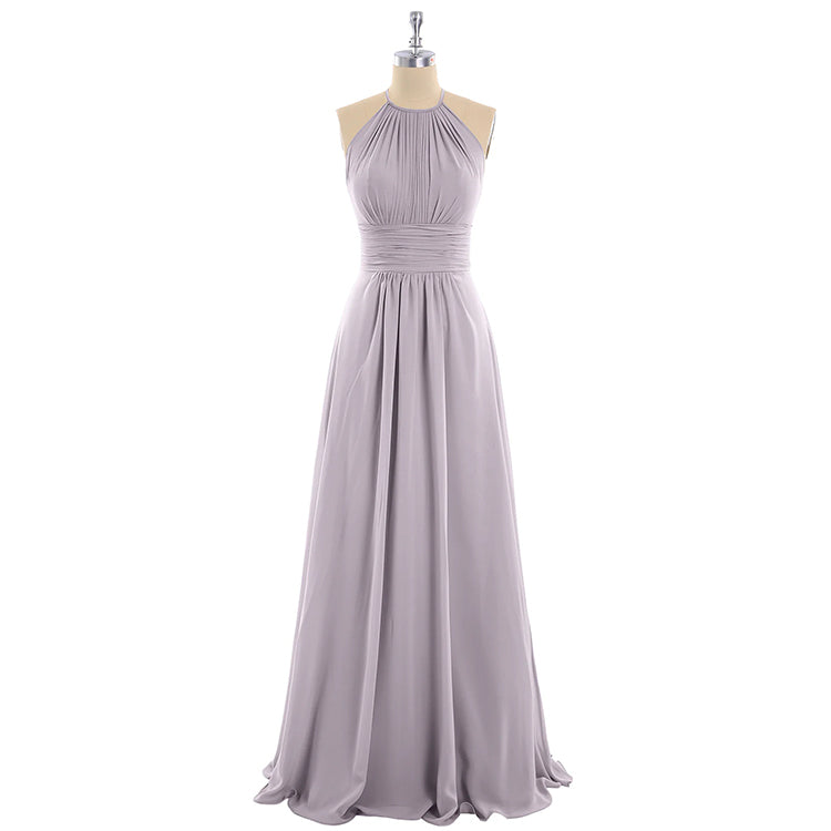 Open back pleated bridesmaid dress