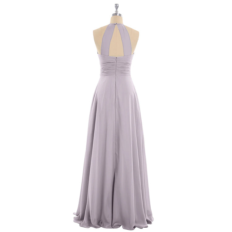 Open back pleated bridesmaid dress