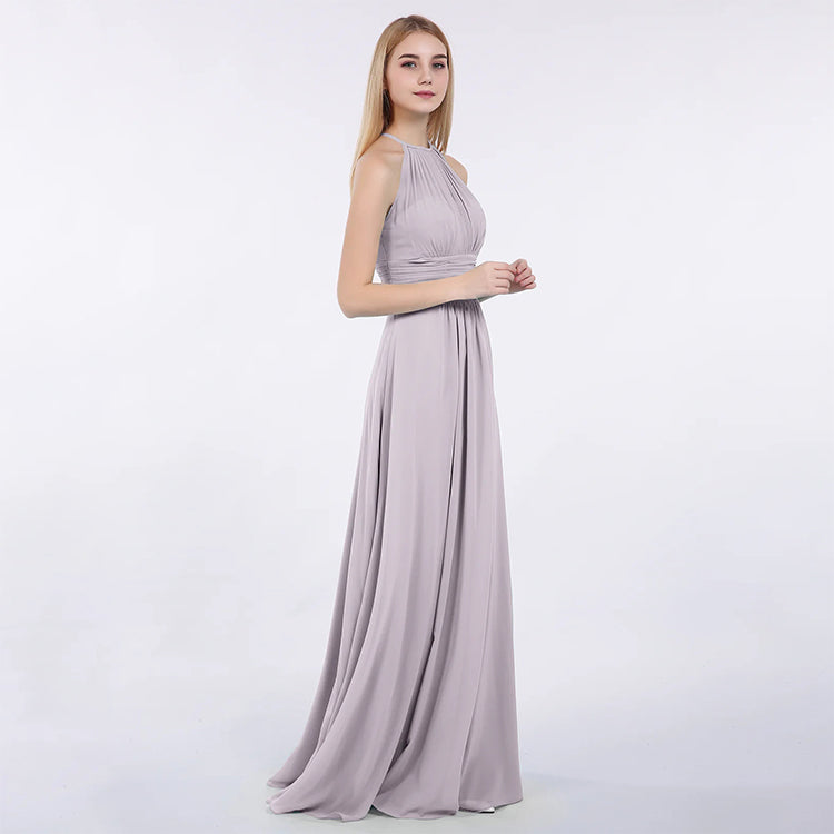 Open back pleated bridesmaid dress