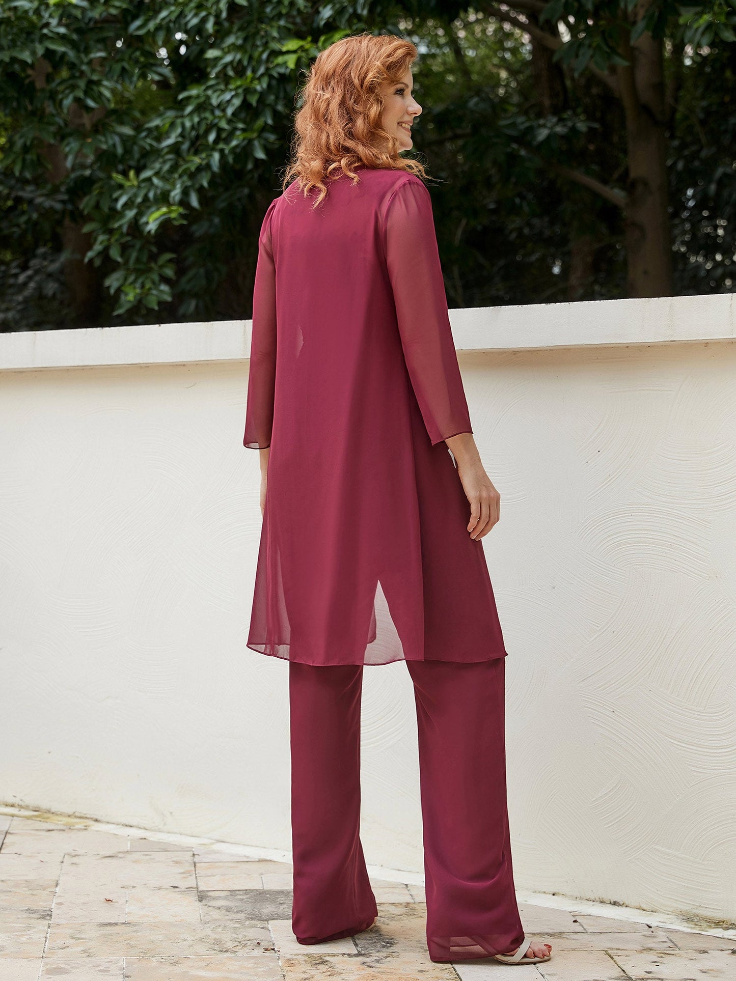 Mother of The Bride Pantsuits Jacket - Chiffon Long Mother Groom Dresses 3 Pieces