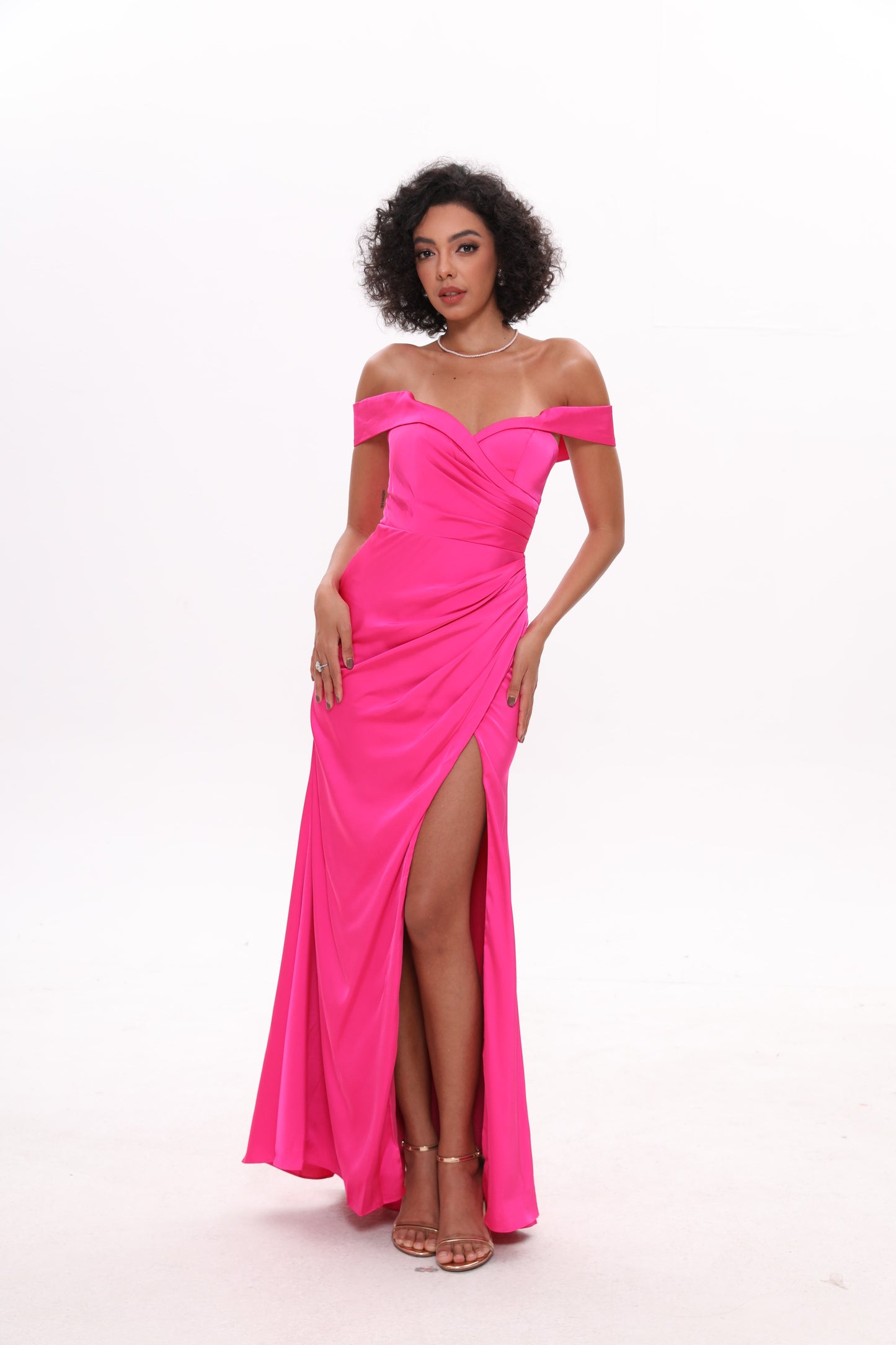 Sexy Elegant V-Neck Off-The-Shoulder High Slit Prom Dresses