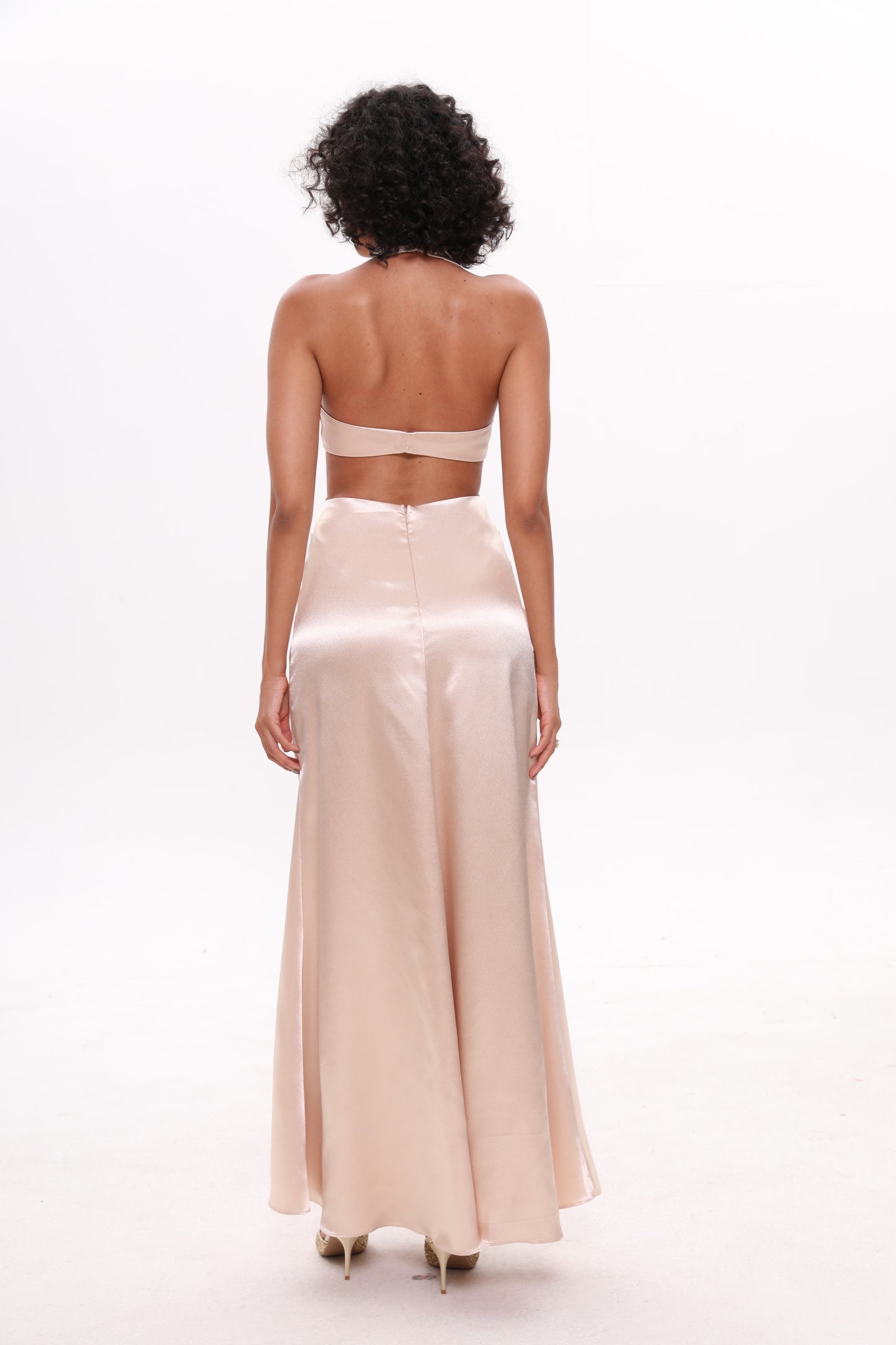 Twist Front thigh-high Satin Prom Dress