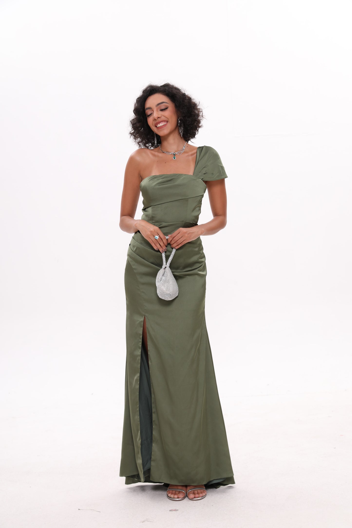 Off-shoulder Bodycon Satin Bridesmaid Dress