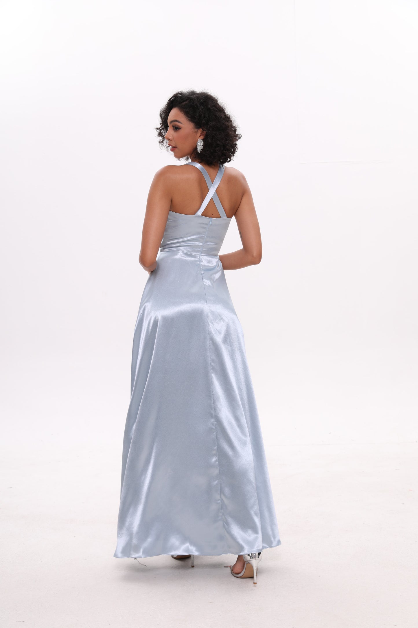 Elegant Satin Dress for Women Evening Party Cocktail Maxi Dress