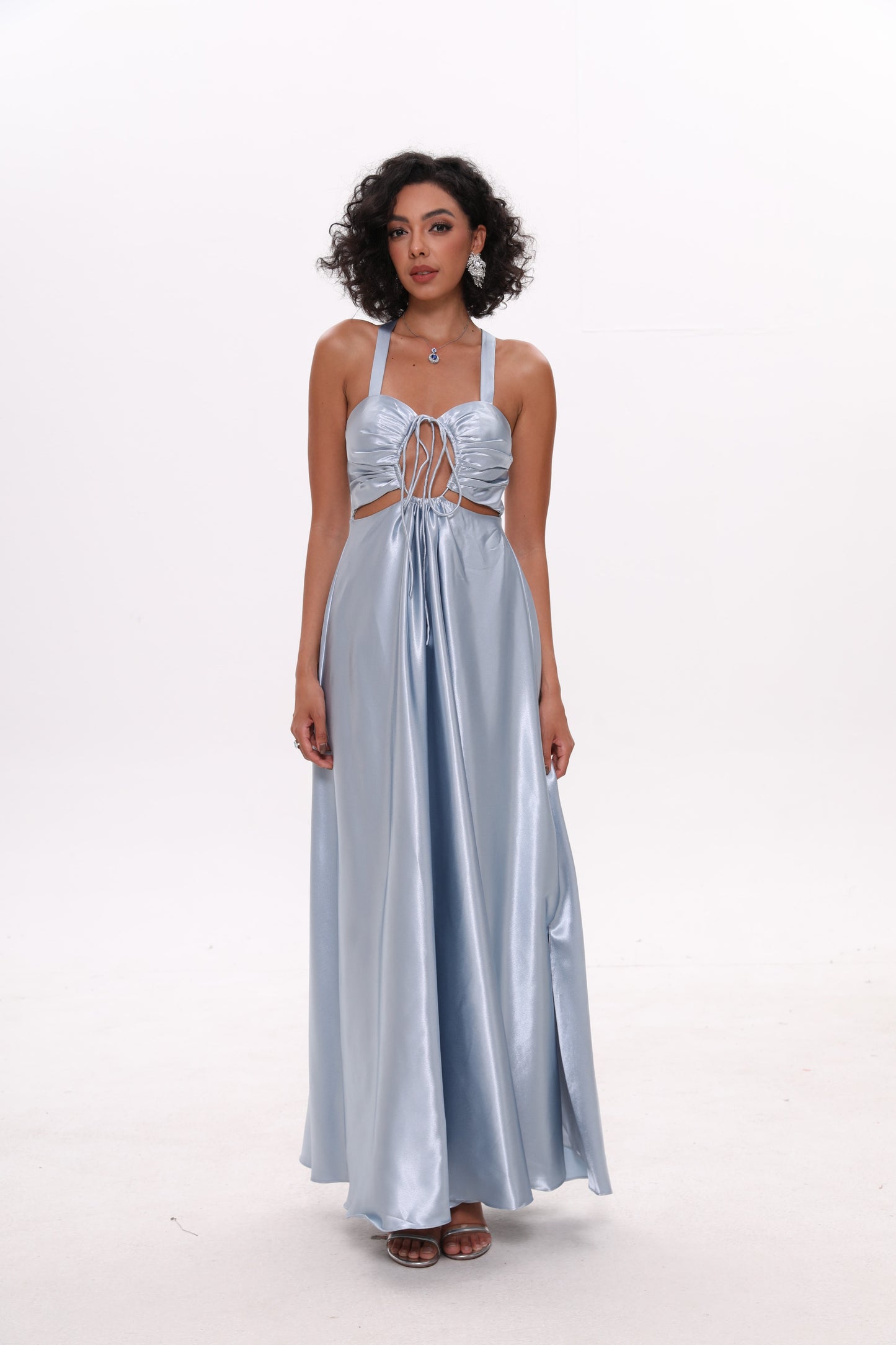 Elegant Satin Dress for Women Evening Party Cocktail Maxi Dress