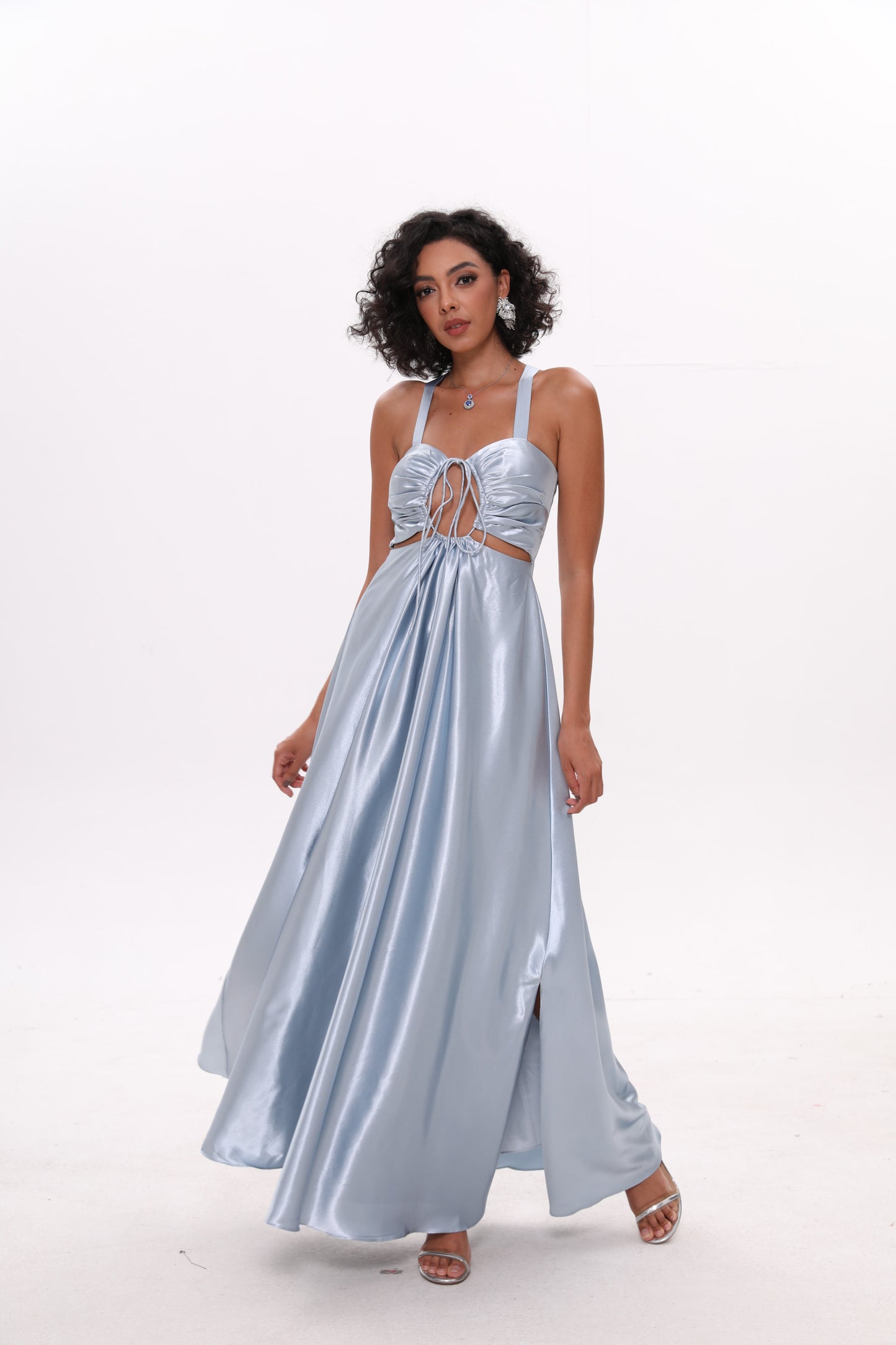 Elegant Satin Dress for Women Evening Party Cocktail Maxi Dress