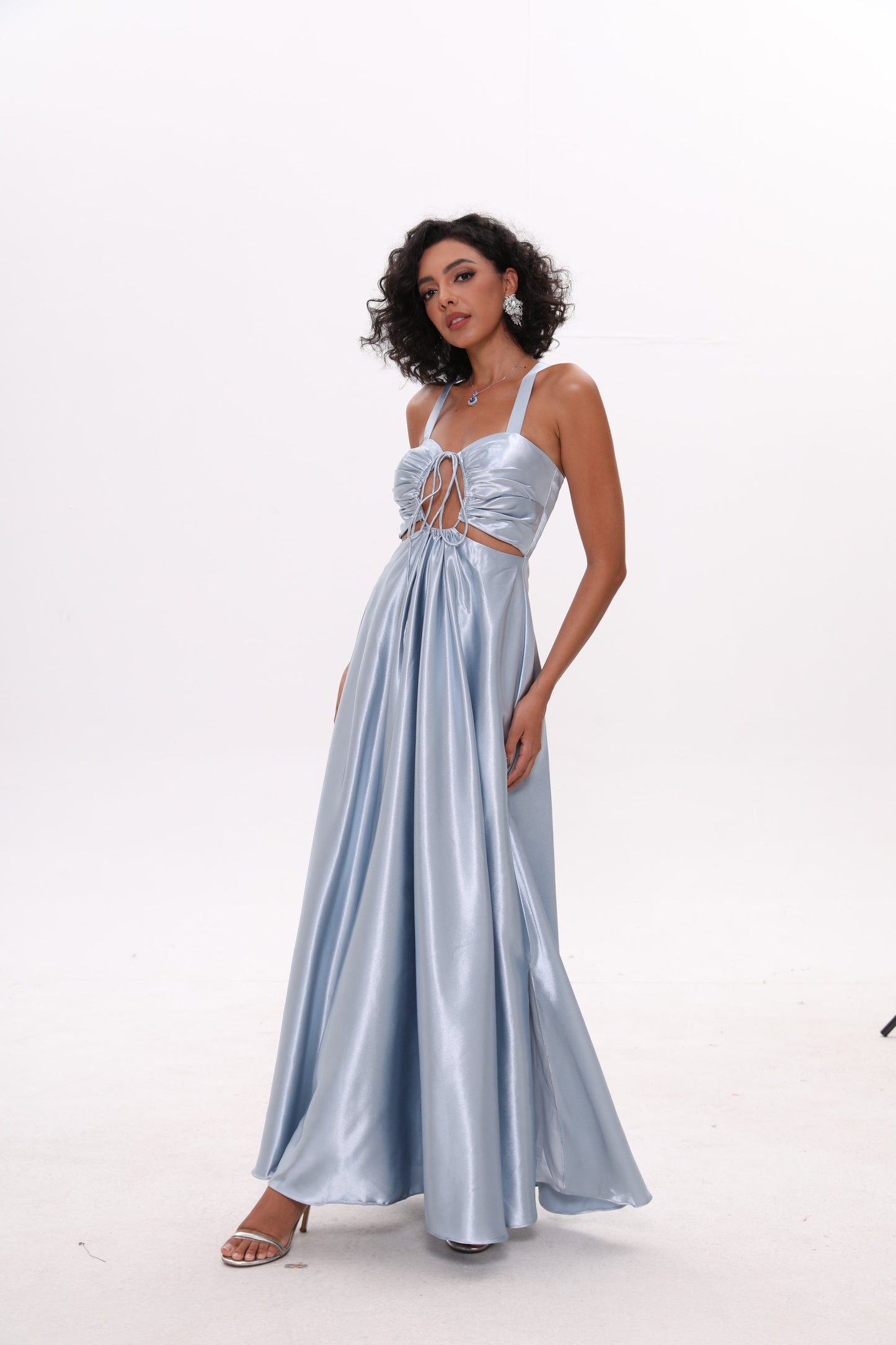 Elegant Satin Dress for Women Evening Party Cocktail Maxi Dress