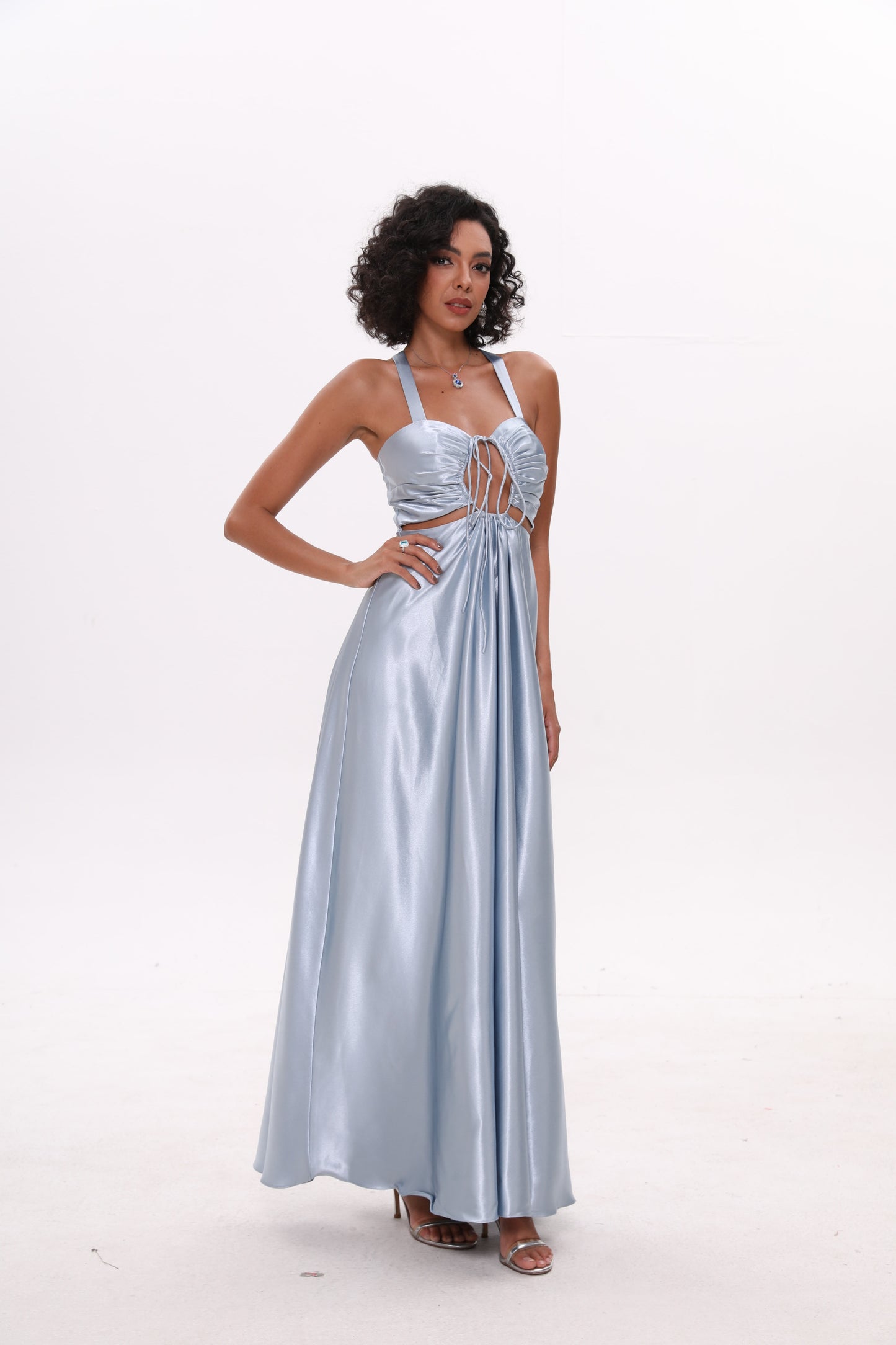 Elegant Satin Dress for Women Evening Party Cocktail Maxi Dress