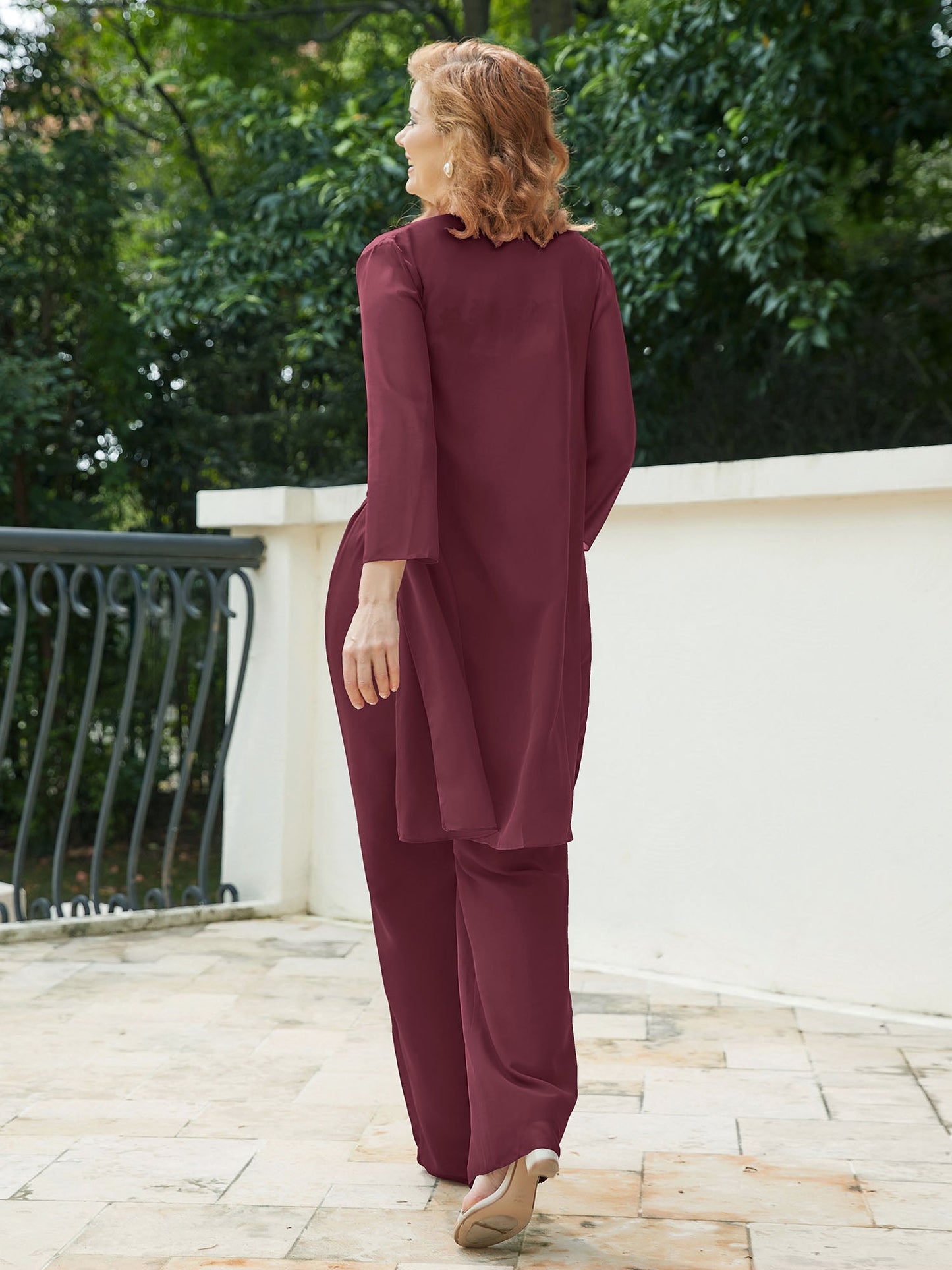 Mother of The Bride Pantsuits Jacket - Chiffon Long Mother Groom Dresses 3 Pieces