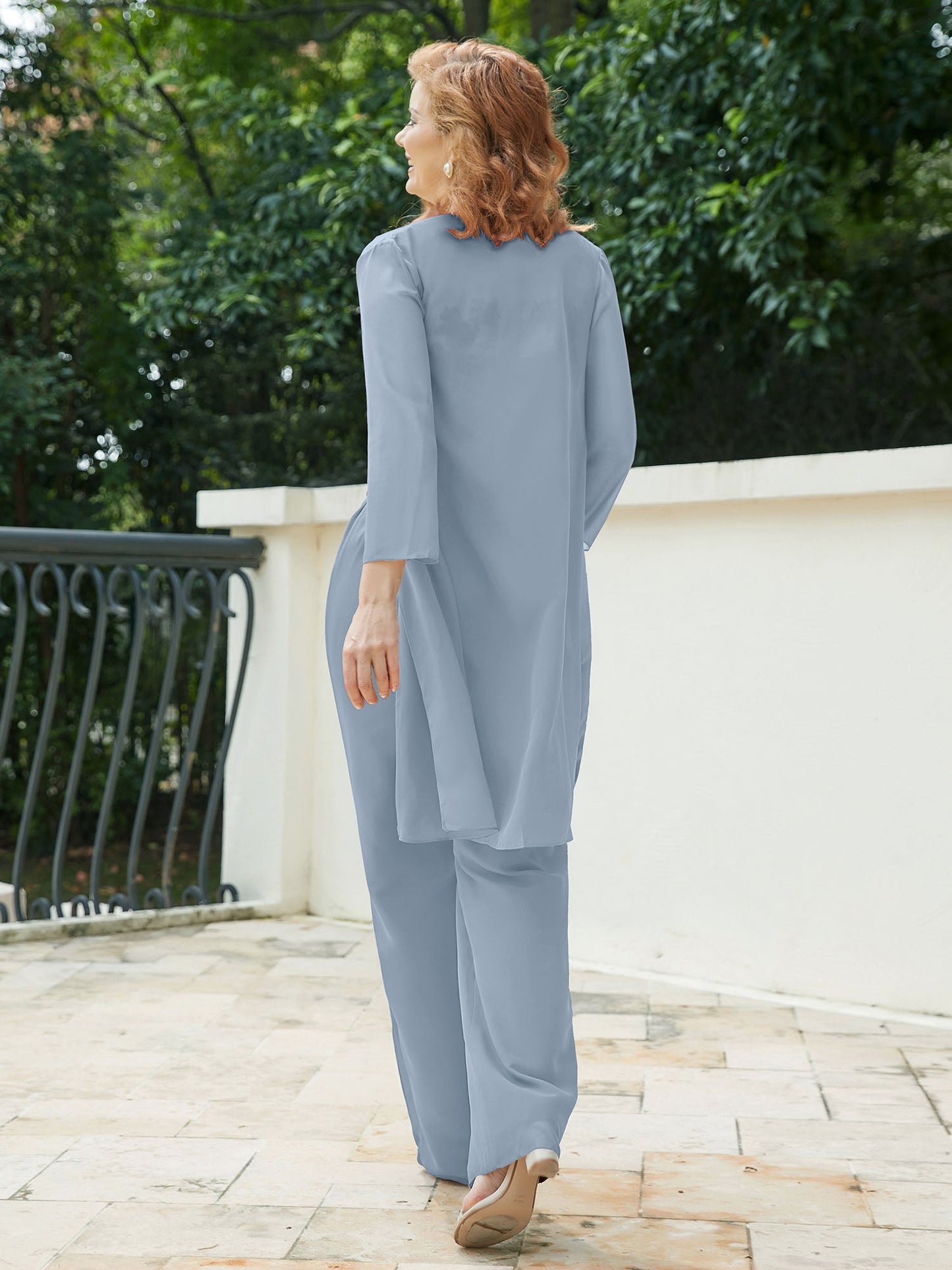 Mother of The Bride Pantsuits Jacket - Chiffon Long Mother Groom Dresses 3 Pieces