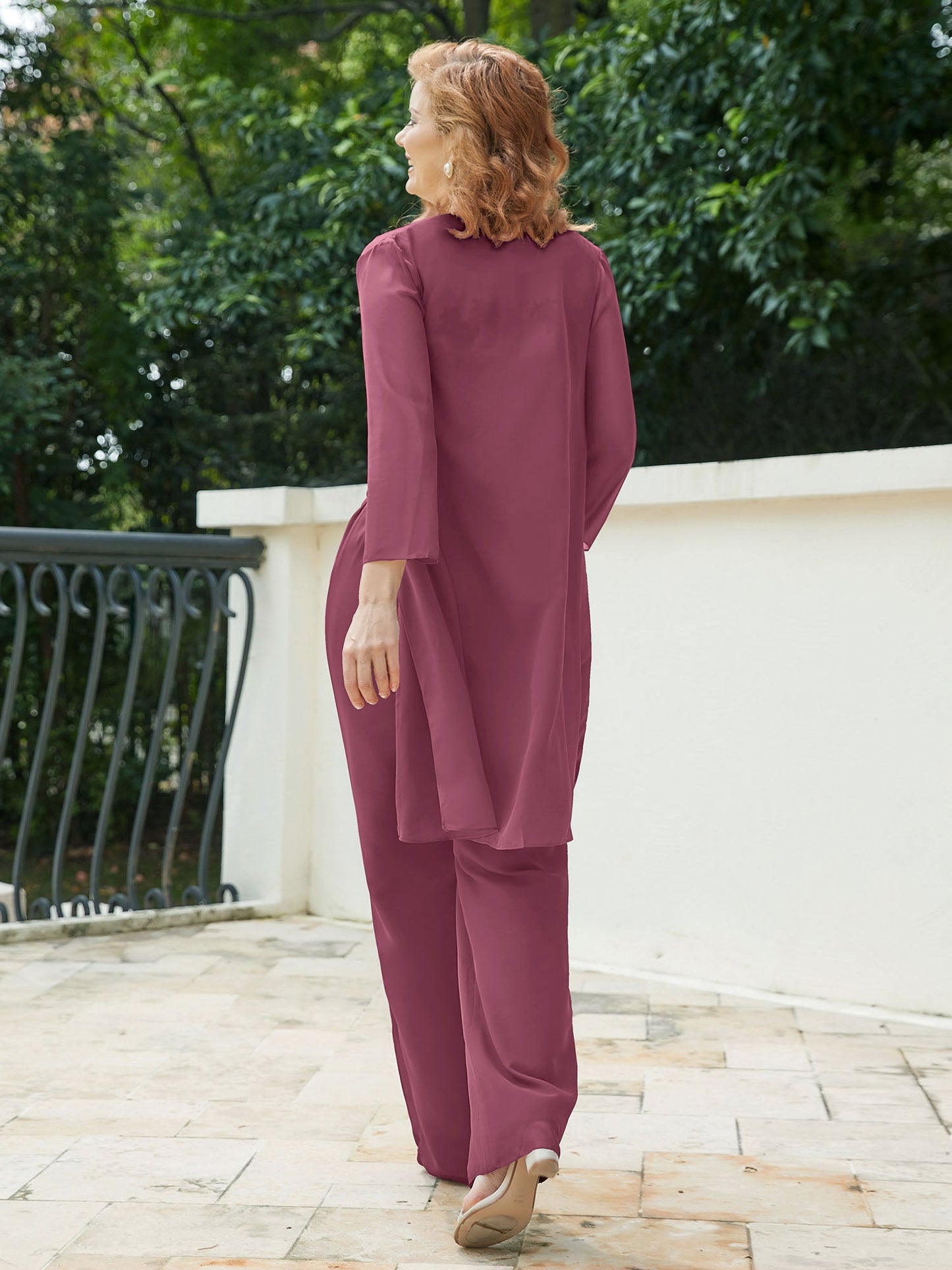 Mother of The Bride Pantsuits Jacket - Chiffon Long Mother Groom Dresses 3 Pieces