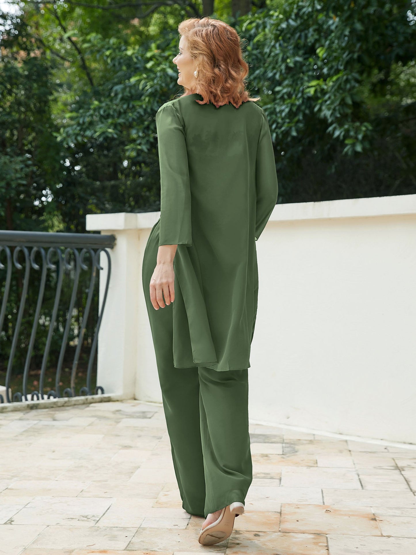Mother of The Bride Pantsuits Jacket - Chiffon Long Mother Groom Dresses 3 Pieces
