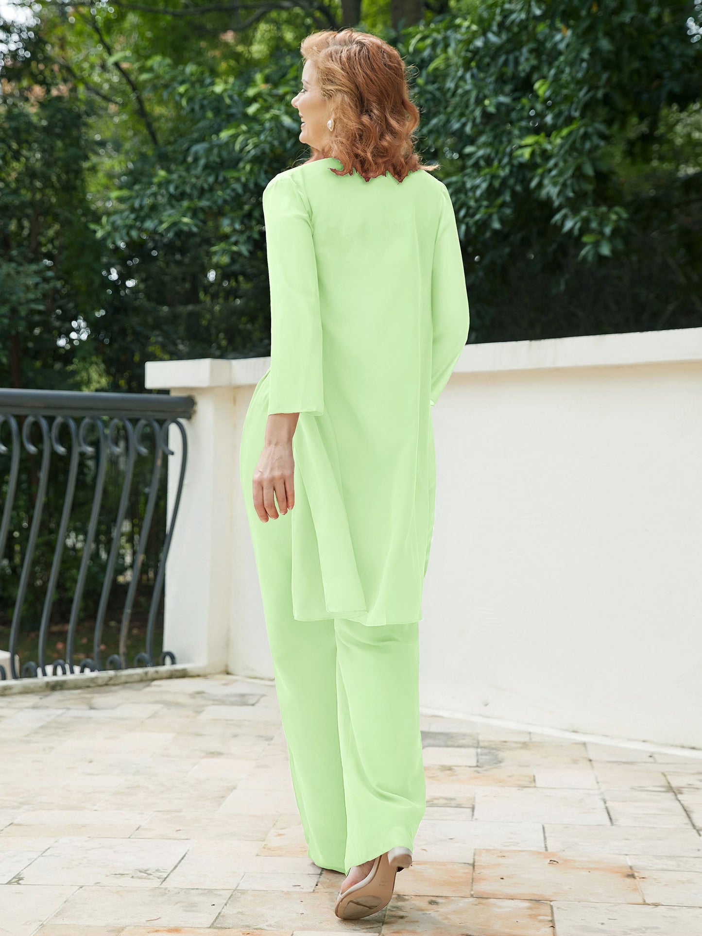 Mother of The Bride Pantsuits Jacket - Chiffon Long Mother Groom Dresses 3 Pieces