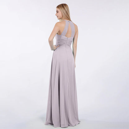 Open back pleated bridesmaid dress
