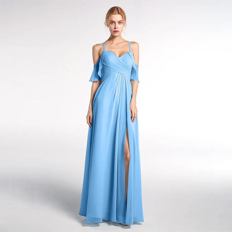 Strapless solid color bridesmaid dress