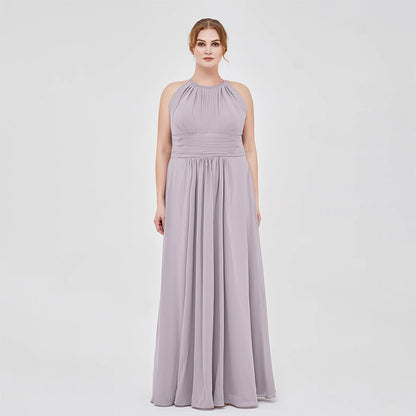 Open back pleated bridesmaid dress