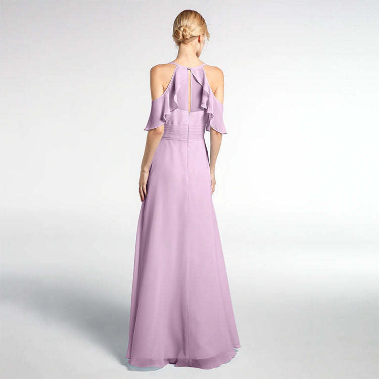 Strapless solid color bridesmaid dress