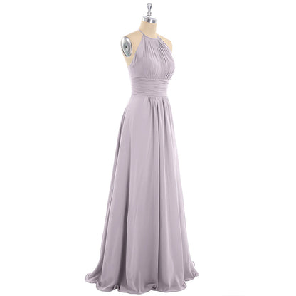 Open back pleated bridesmaid dress
