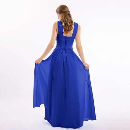 Cross Strap Pleated Bridesmaid Dress