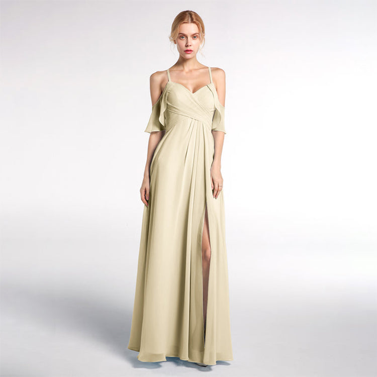 Strapless solid color bridesmaid dress