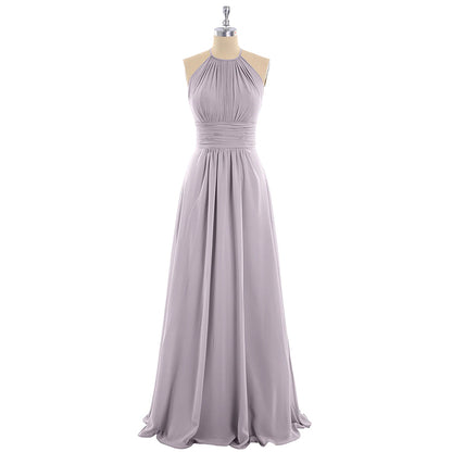 Open back pleated bridesmaid dress