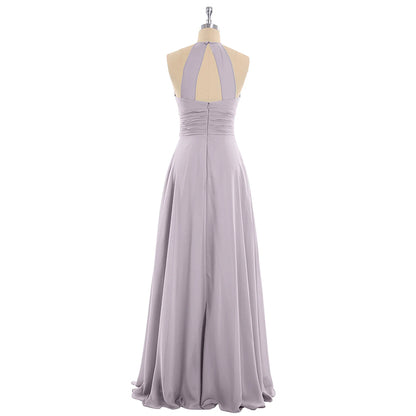 Open back pleated bridesmaid dress