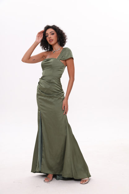 Off-shoulder Bodycon Satin Bridesmaid Dress