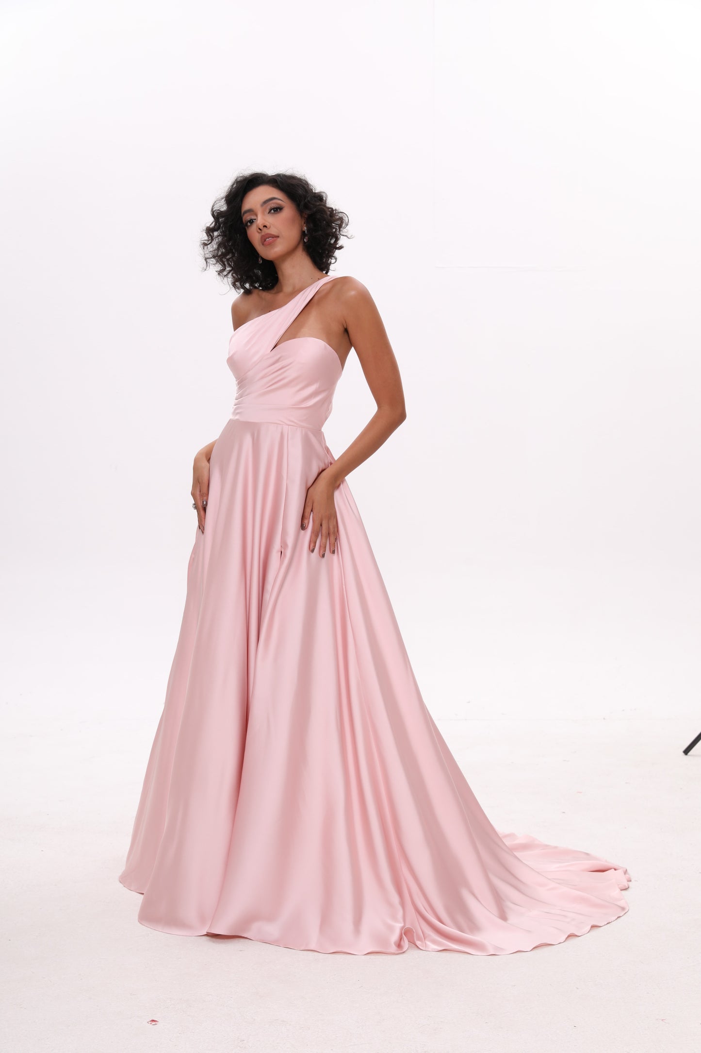 One Shoulder A-Line Sweep-Brush Train Bridesmaid Dresses