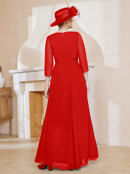 V-neck Ruffles Sheath Floor-Length Chiffon Dress