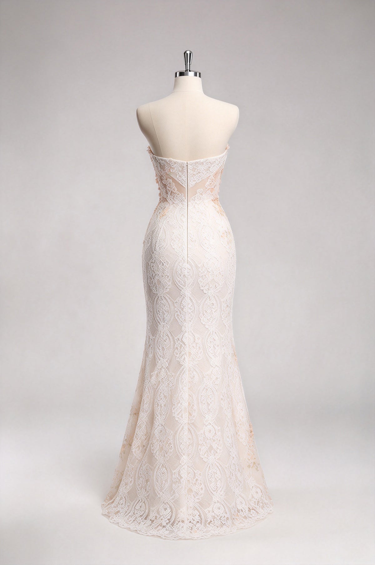 Strapless Sweetheart Lace Mermaid Wedding Dress with Large Satin Bow