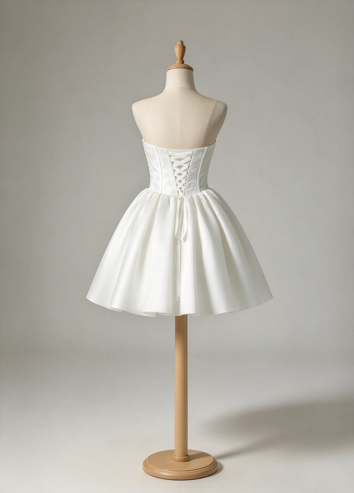 White Strapless Satin Short Homecoming Dress