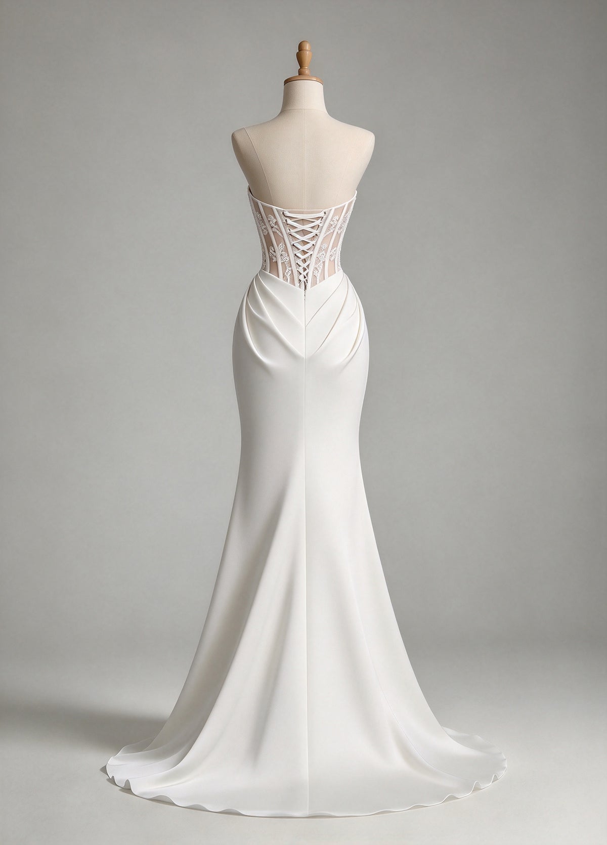 White Lace Corset Slit Wedding Dress